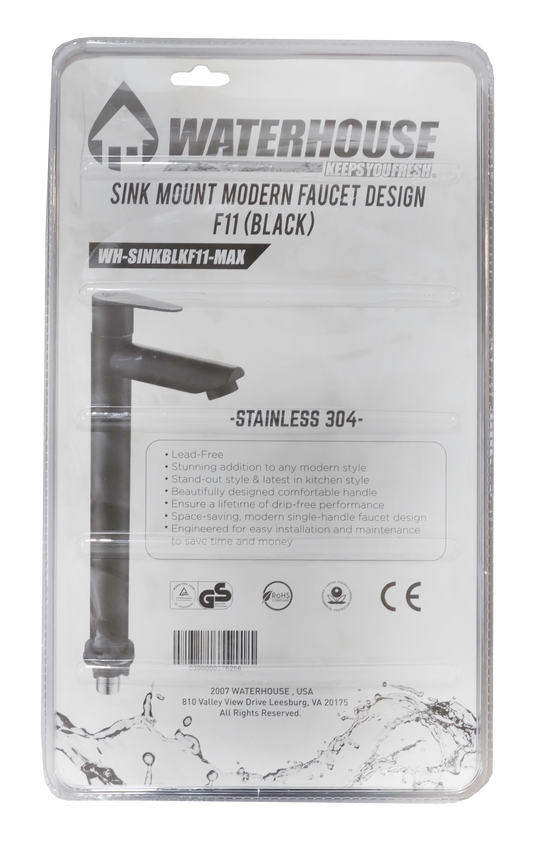 MODERN SINK FAUCET DESIGN F11 MATTE BLACK - WH-SINKBLK-F11-MAX