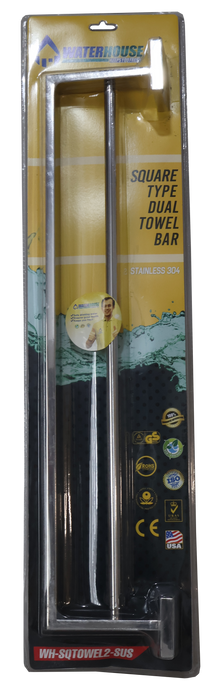 SQUARE TYPE DUAL TOWEL BAR - WH-SQTOWEL2-SUS