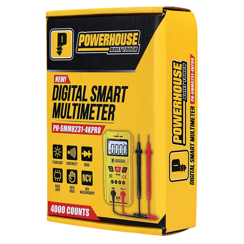 Load image into Gallery viewer, Powerhouse Digital Smart Multimeter 4,000 Counts Pro Cat III 600V AC/DC Voltage w/ Flashlight
