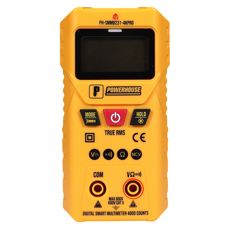 Load image into Gallery viewer, Powerhouse Digital Smart Multimeter 4,000 Counts Pro Cat III 600V AC/DC Voltage w/ Flashlight
