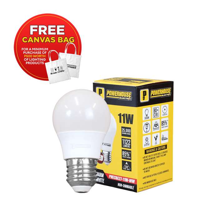 POWERHOUSE ELECTRIC LED CLASSIC BULB WARM WHITE PHECBE27-11W-WW