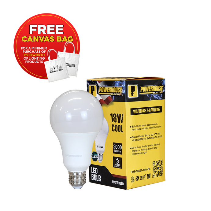 POWERHOUSE ELECTRIC LED CLASSIC BULB DAYLIGHT PHECBE27-18W-DL