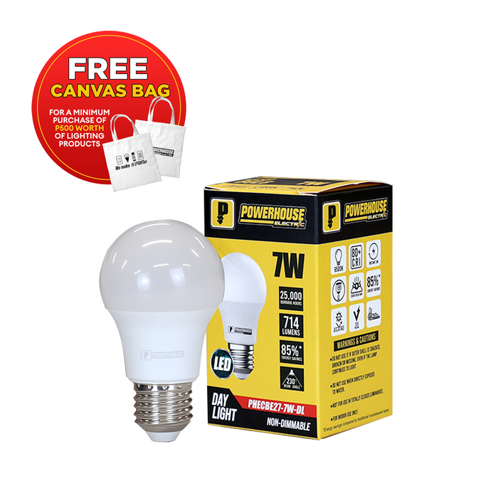 POWERHOUSE ELECTRIC LED CLASSIC BULB DAYLIGHT PHECBE27-7W-DL