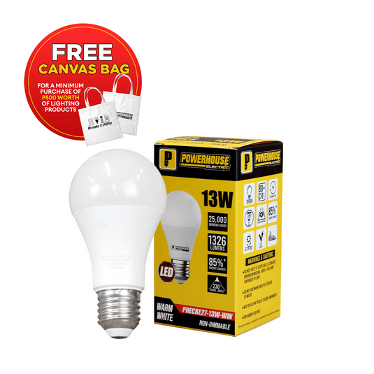 POWERHOUSE ELECTRIC LED CLASSIC BULB WARM WHITE PHECBE27-13W-WW