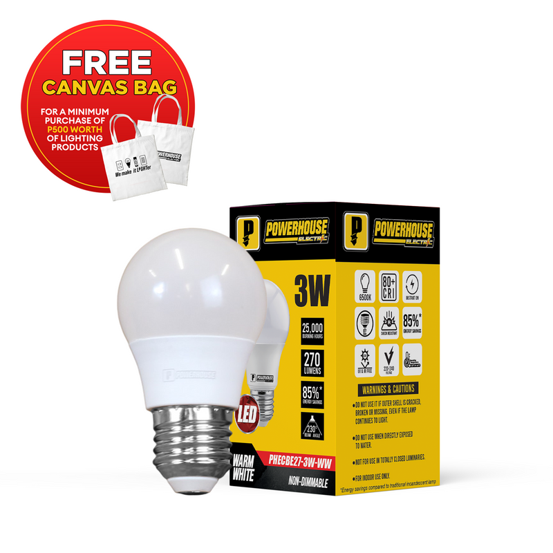 Load image into Gallery viewer, POWERHOUSE ELECTRIC LED CLASSIC BULB WARM WHITE PHECBE27-3W-WW
