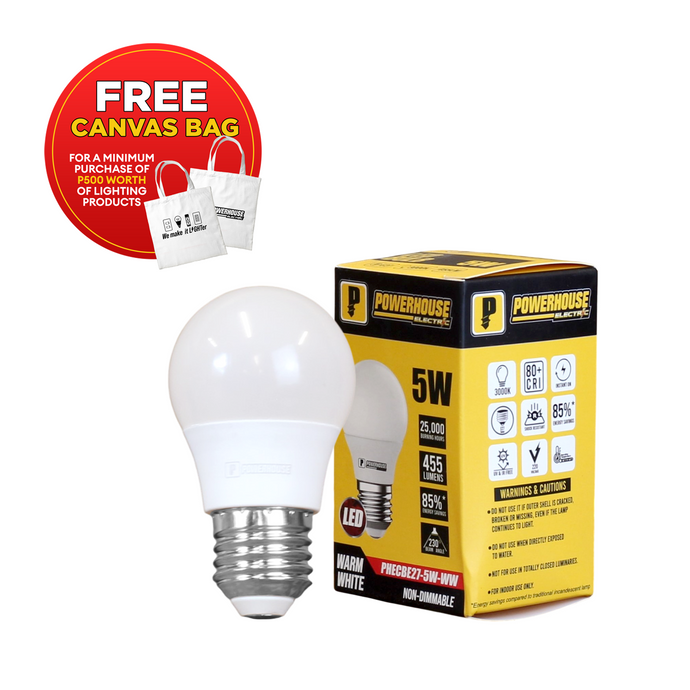 POWERHOUSE ELECTRIC LED CLASSIC BULB DAYLIGHT PHECBE27-5W-DL