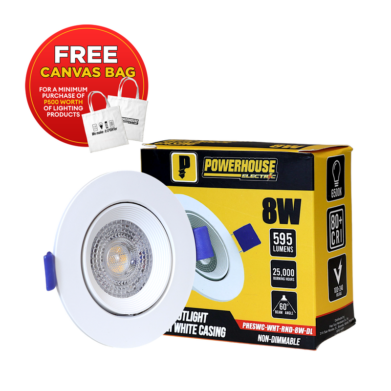 Load image into Gallery viewer, POWERHOUSE ELECTRIC LED SPOTLIGHT W/ CASING PHESWC-WHT-RND-8W-DL
