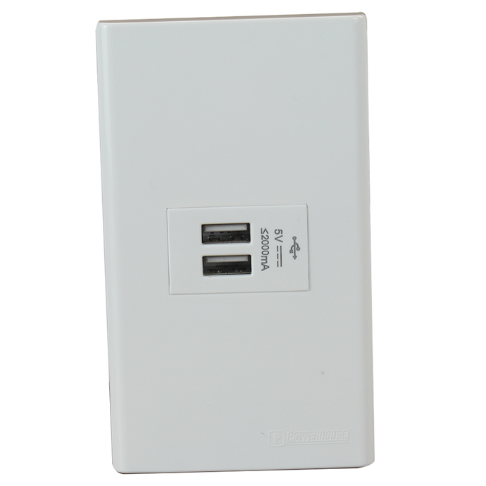 1 GANG PLATE W/ USB OUTLET LHWDUSB-303-P1