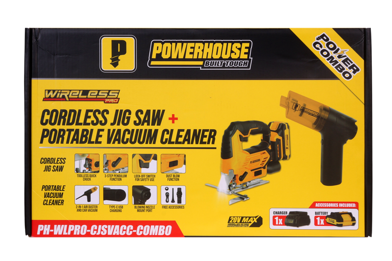 Load image into Gallery viewer, Power Combo: Cordless Jigsaw 20V and Portable Vacuum Cleaner 55W Set
