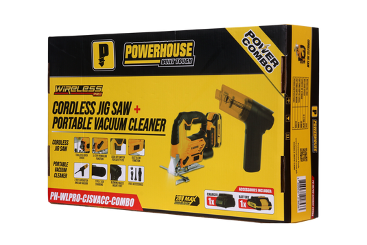 Power Combo: Cordless Jigsaw 20V and Portable Vacuum Cleaner 55W Set