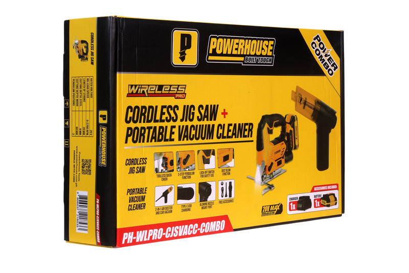 Load image into Gallery viewer, Power Combo: Cordless Jigsaw 20V and Portable Vacuum Cleaner 55W Set

