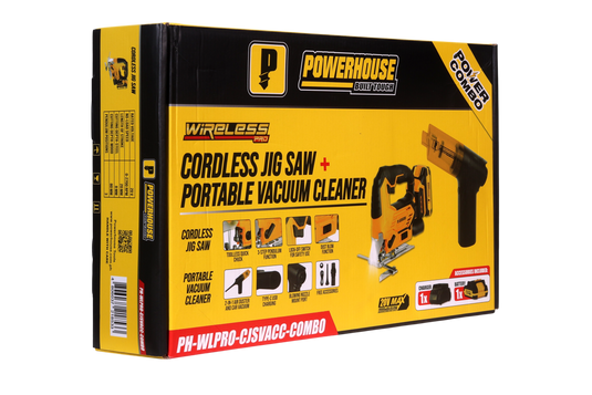 Power Combo: Cordless Jigsaw 20V and Portable Vacuum Cleaner 55W Set