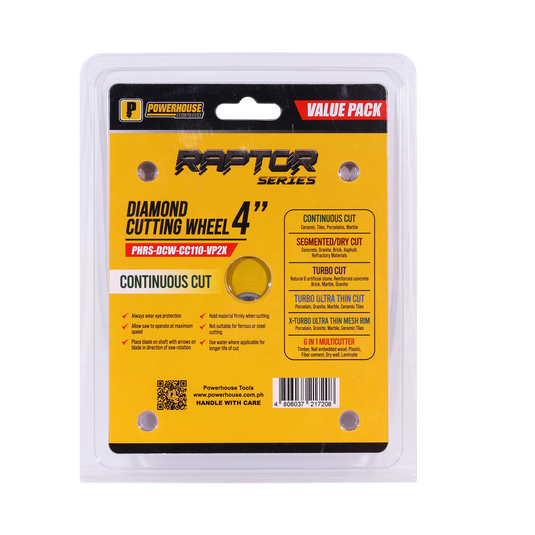Value Pack Raptor Series Diamond Cutting Continuous Cut 4'' (110mm x 2.0mm)