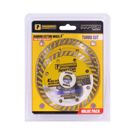 Value Pack Raptor Series Diamond Cutting Wheel Turbo Cut 4'' (105mm x 1.8mm)