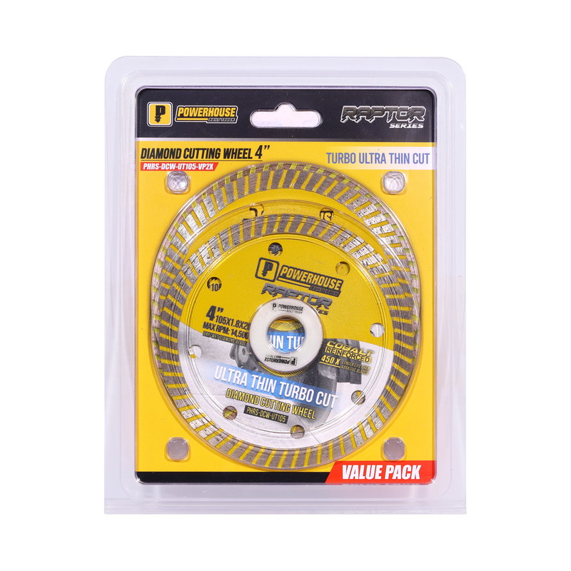 Load image into Gallery viewer, Value Pack Raptor Series Diamond Cutting Wheel Turbo Ultra Thin Cut 4'' (105mm x 1.4mm)
