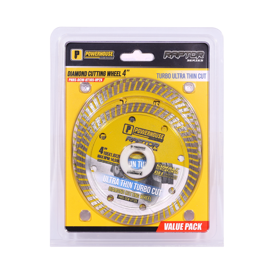 Value Pack Raptor Series Diamond Cutting Wheel Turbo Ultra Thin Cut 4'' (105mm x 1.4mm)