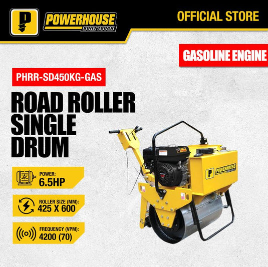 Energie Series Road Roller Single Drum 450 Kgs w/ 6.5 HP Gasoline Engine