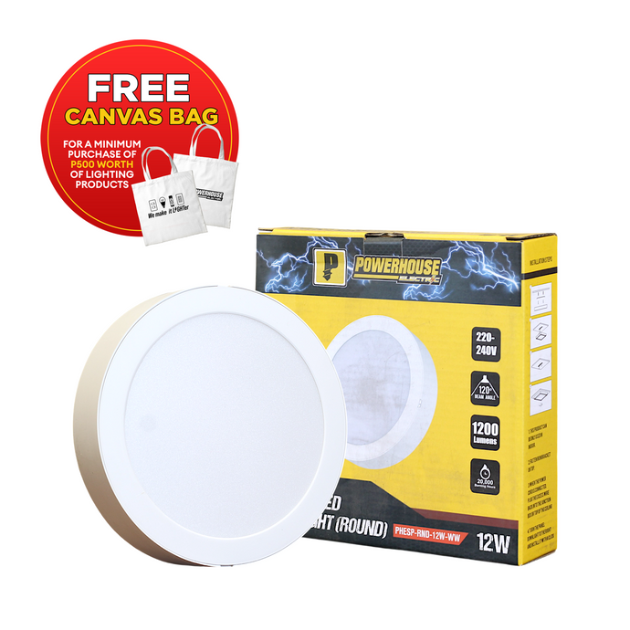 POWERHOUSE LED SURFACE MOUNTED DOWNLIGHT PHESP-RND-12W-WW