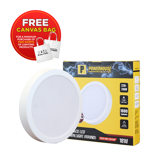 POWERHOUSE LED SURFACE MOUNTED DOWNLIGHT PHESP-RND-18W-WW