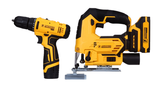Power Combo 6: Cordless Jigsaw 20V and Cordless Drill/Driver 12V Set