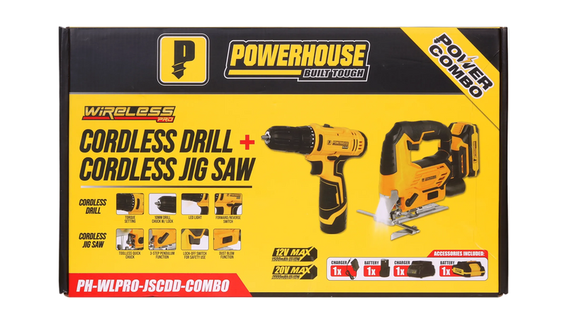 Load image into Gallery viewer, Power Combo 6: Cordless Jigsaw 20V and Cordless Drill/Driver 12V Set
