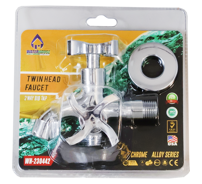 CHROME ALLOY 2 WAY BIB TAP FAUCET CROSS HANDLE - WH230442