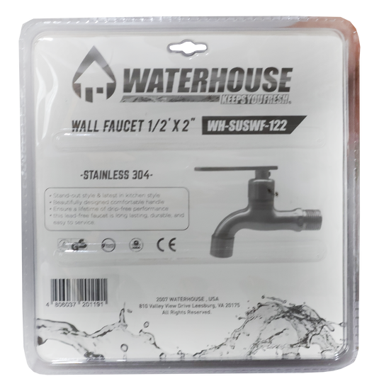 WALL FAUCET 1/2" X 2" (STAINLESS 304) - WH-SUSWF-122