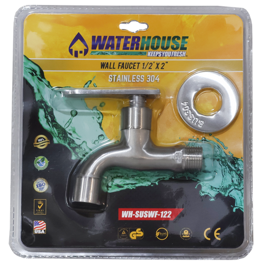 WALL FAUCET 1/2" X 2" (STAINLESS 304) - WH-SUSWF-122