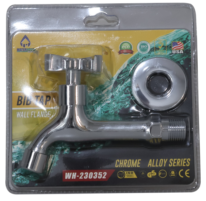 Wall Flange Bib Tap Sink Faucet Cross Handle 6