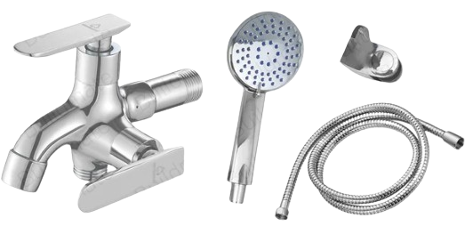Telephone Shower Set w/ Straight Handle 2-Way Brass Faucet